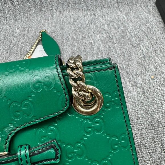 GUCCI Emily Small Green Leather Shoulder Bag 599-061125 - Picture 5 of 14